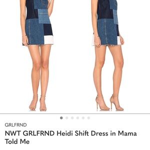 GRLFRND Blue Patchwork Denim Dress